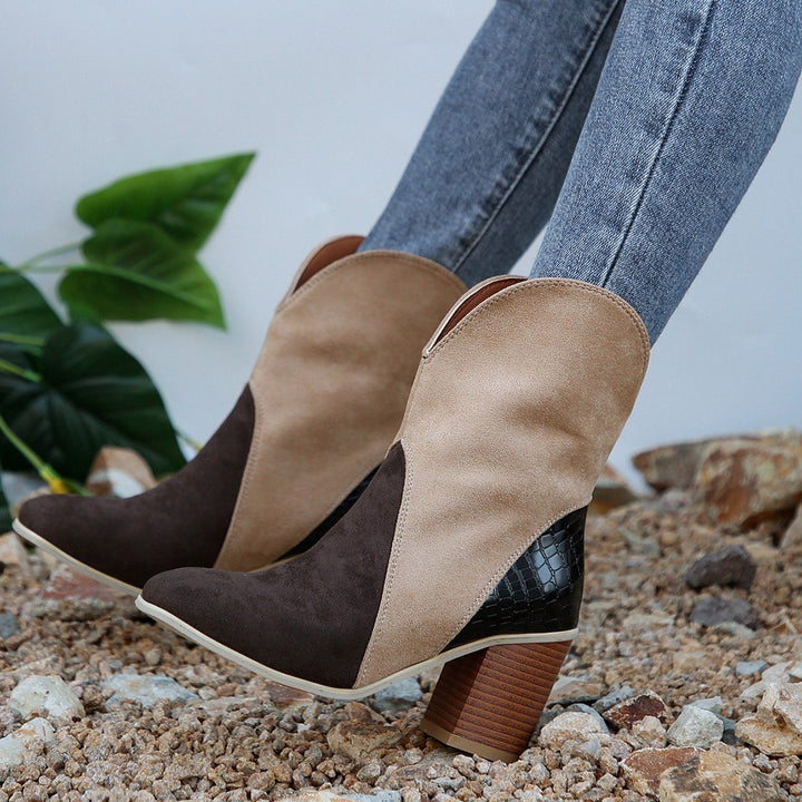 Bottines en daim à talon carré pour femmes - Norine