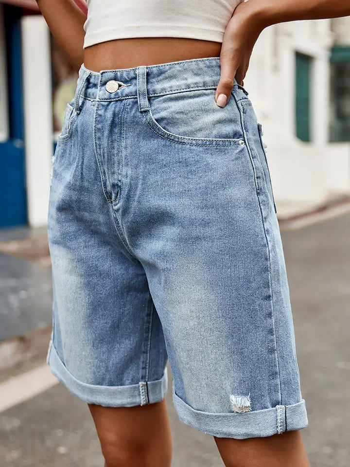 Bermuda effiloché avec ourlet pour femme - Charlotte