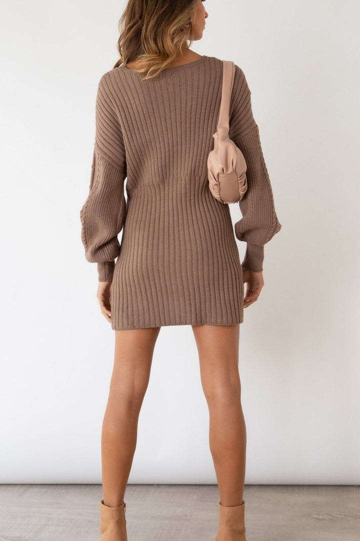 Robe en maille à encolure croisée pour femme - Ragnheidr