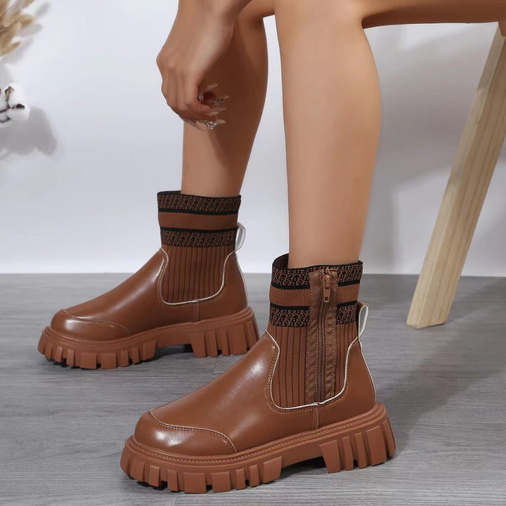 Bottines à semelles épaisses pour femmes, style patchwork - Marisse