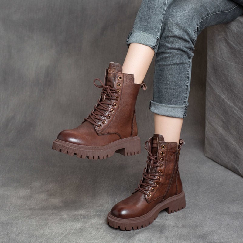 Bottines en cuir structuré pour femmes - Kaerine