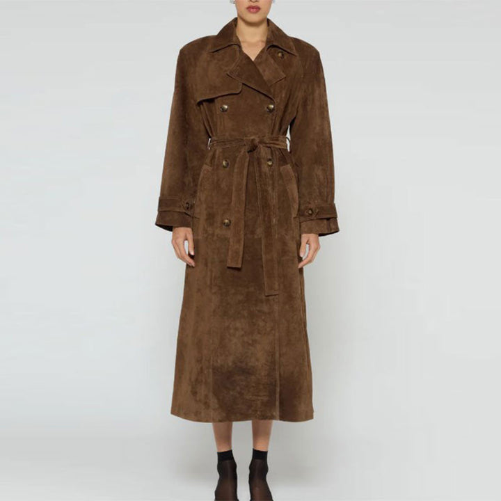 Manteau long en suédine pour femme - Solenne