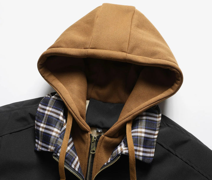 Blouson bomber matelassé homme style urbain capuche superposée - Damián
