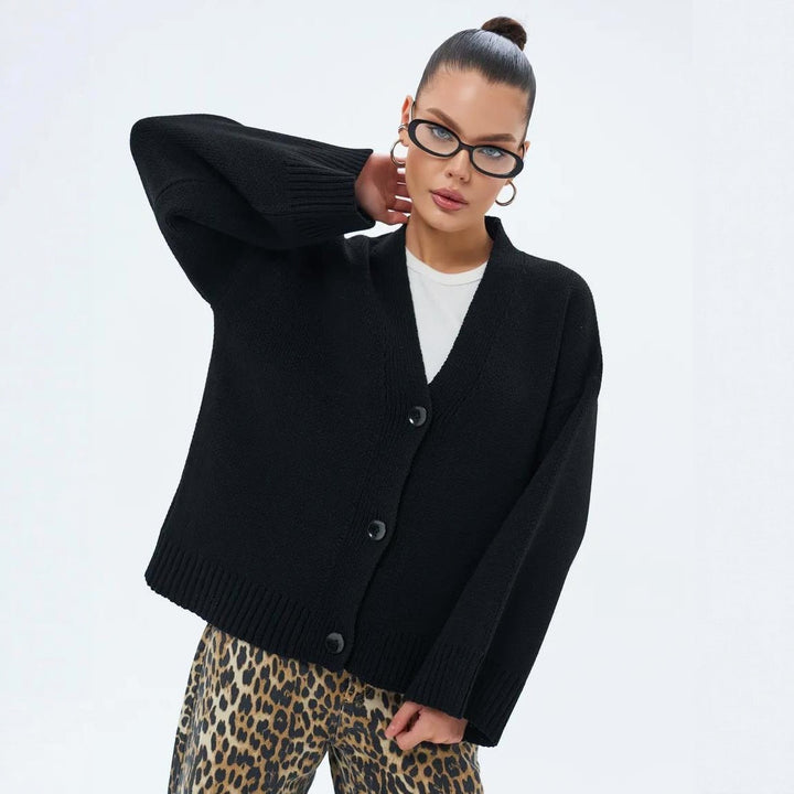 Cardigan femme en maille épaisse et coupe décontractée - Uveris