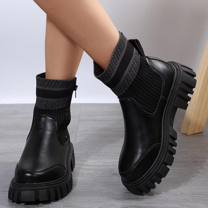Bottines à semelles épaisses pour femmes, style patchwork - Marisse