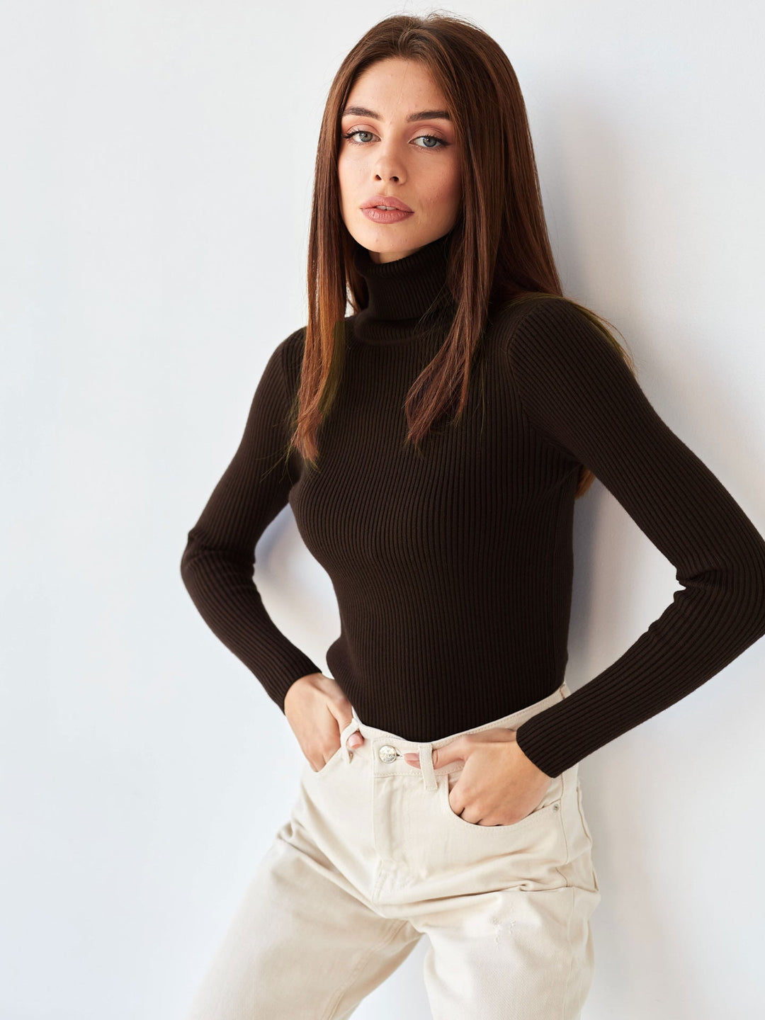 Pull à col roulé à manches longues pour femme - Inga