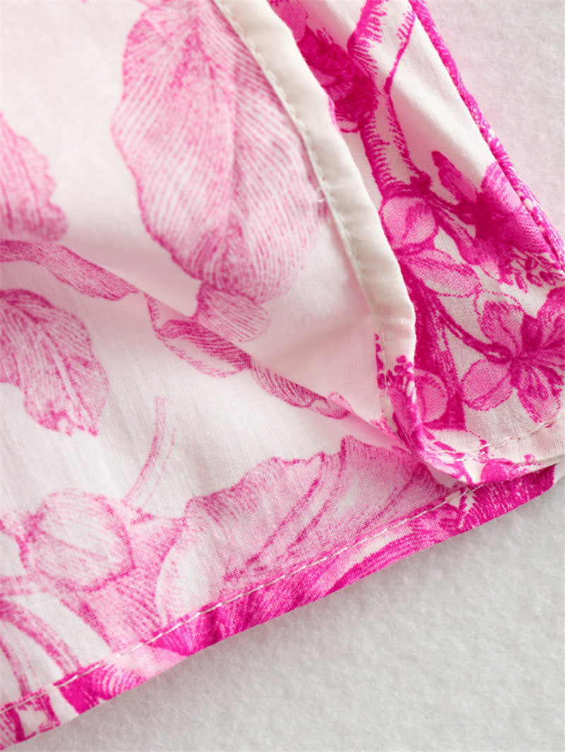 Robe courte florale à taille ajustable et manches larges - Laurent