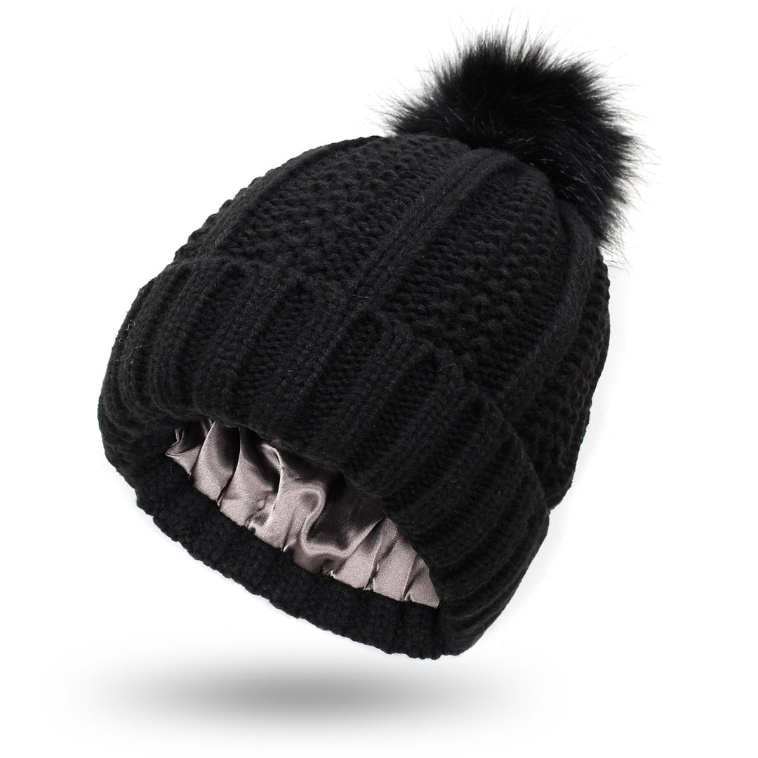 Bonnet tricoté pour femme avec pompon - Daitonna