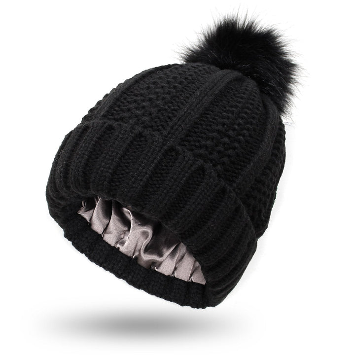 Bonnet tricoté pour femme avec pompon - Daitonna