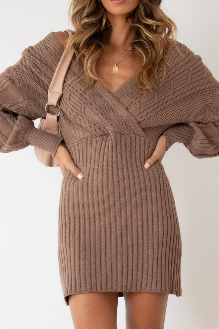Robe en maille à encolure croisée pour femme - Ragnheidr