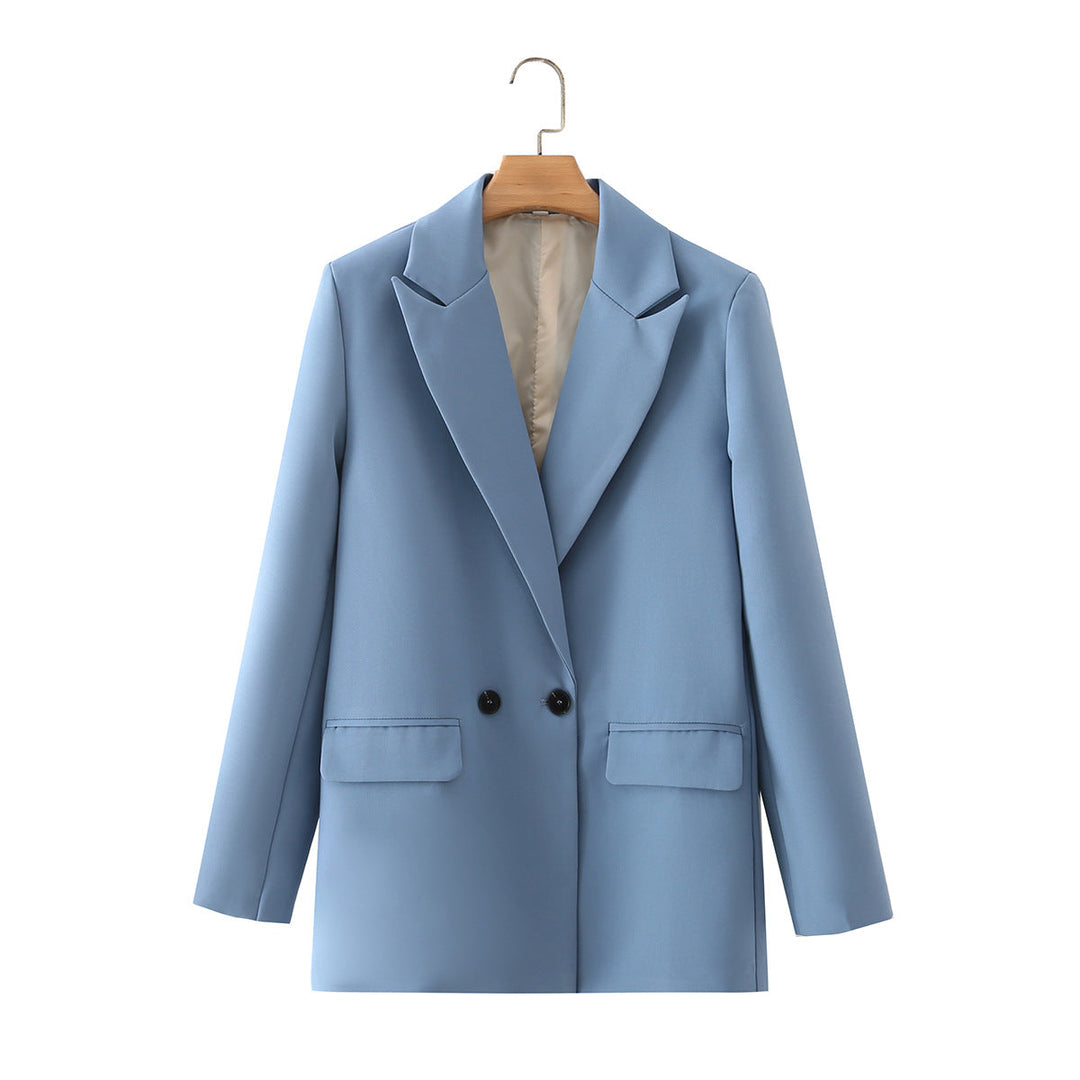 Blazer croisé pour femme, coupe droite, revers en pointe - Greta
