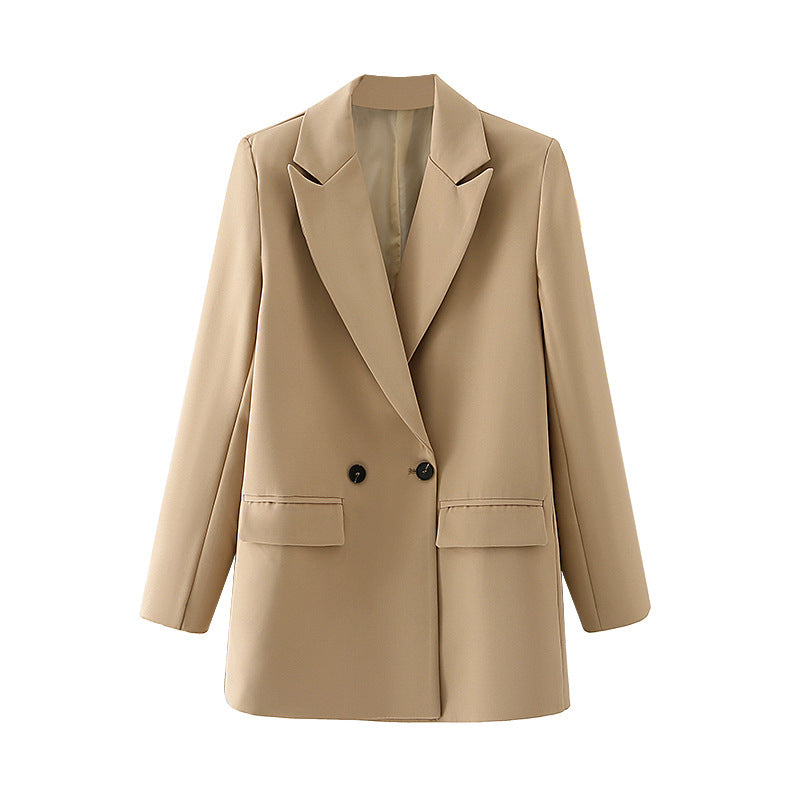 Blazer croisé pour femme, coupe droite, revers en pointe - Greta