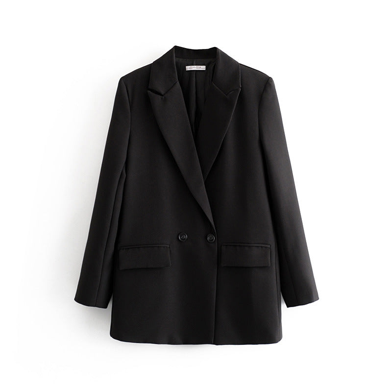 Blazer croisé pour femme, coupe droite, revers en pointe - Greta