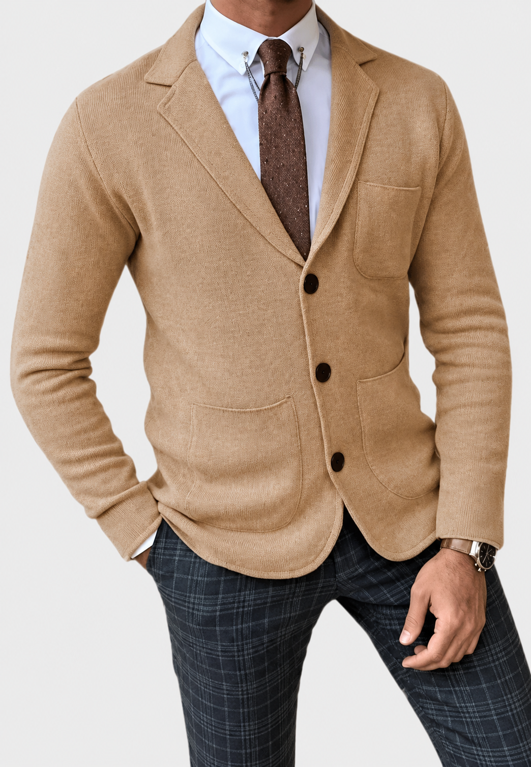 Blazer en maille pour homme à revers et trois boutons - Sverre