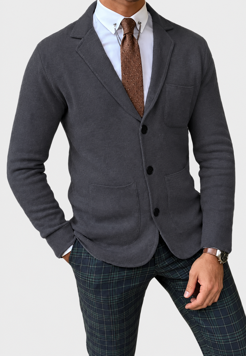 Blazer en maille pour homme à revers et trois boutons - Sverre