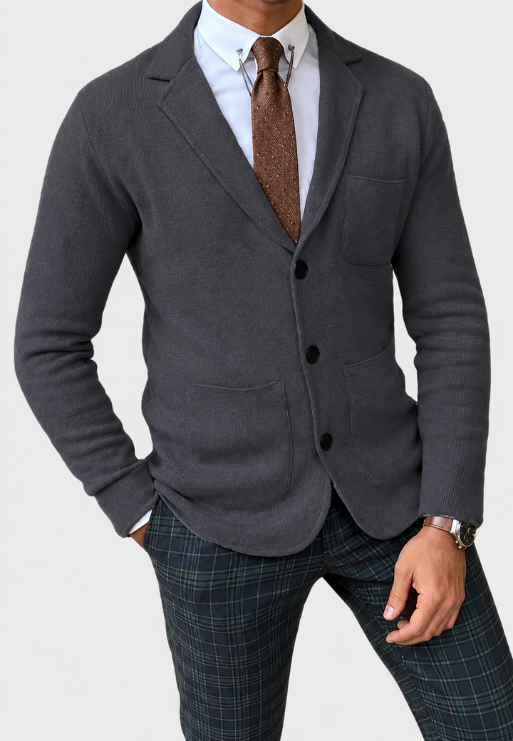 Blazer en maille pour homme à revers et trois boutons - Sverre