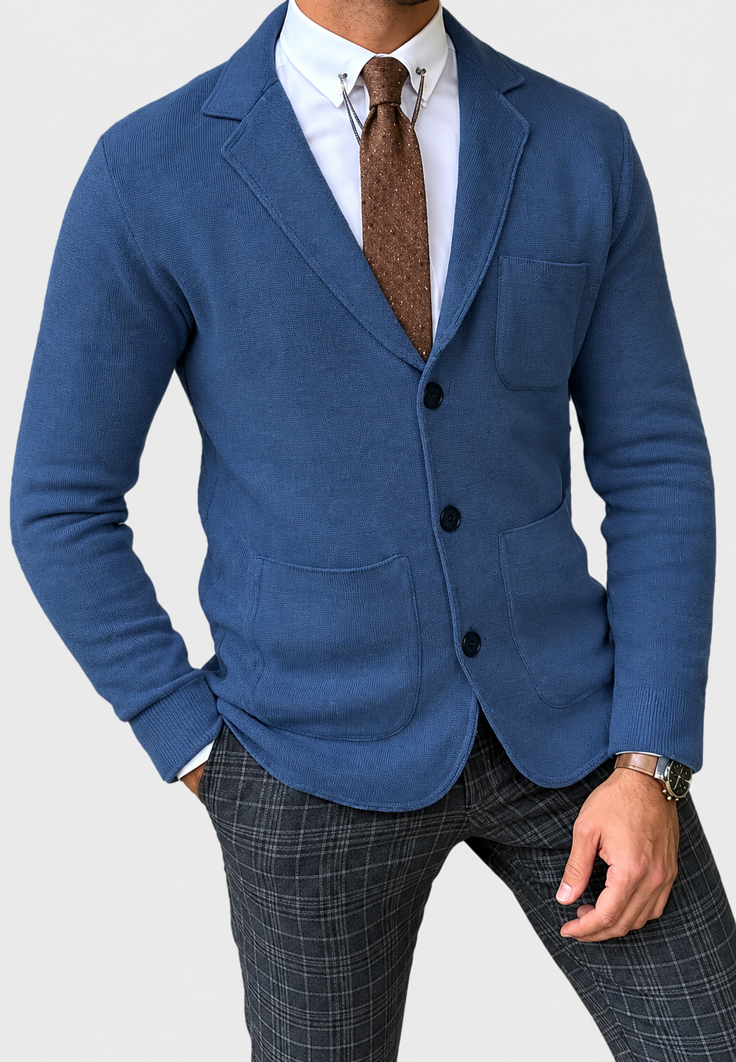 Blazer en maille pour homme à revers et trois boutons - Sverre