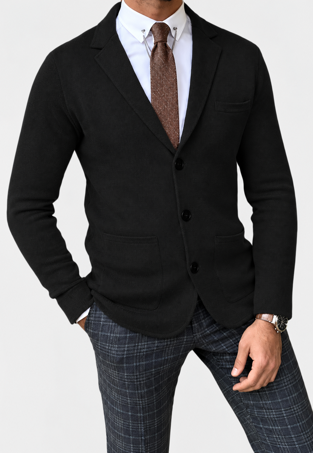 Blazer en maille pour homme à revers et trois boutons - Sverre