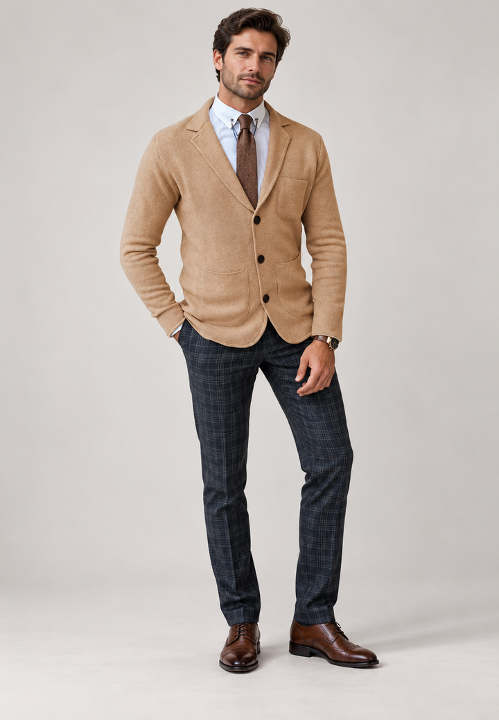 Blazer en maille pour homme à revers et trois boutons - Sverre