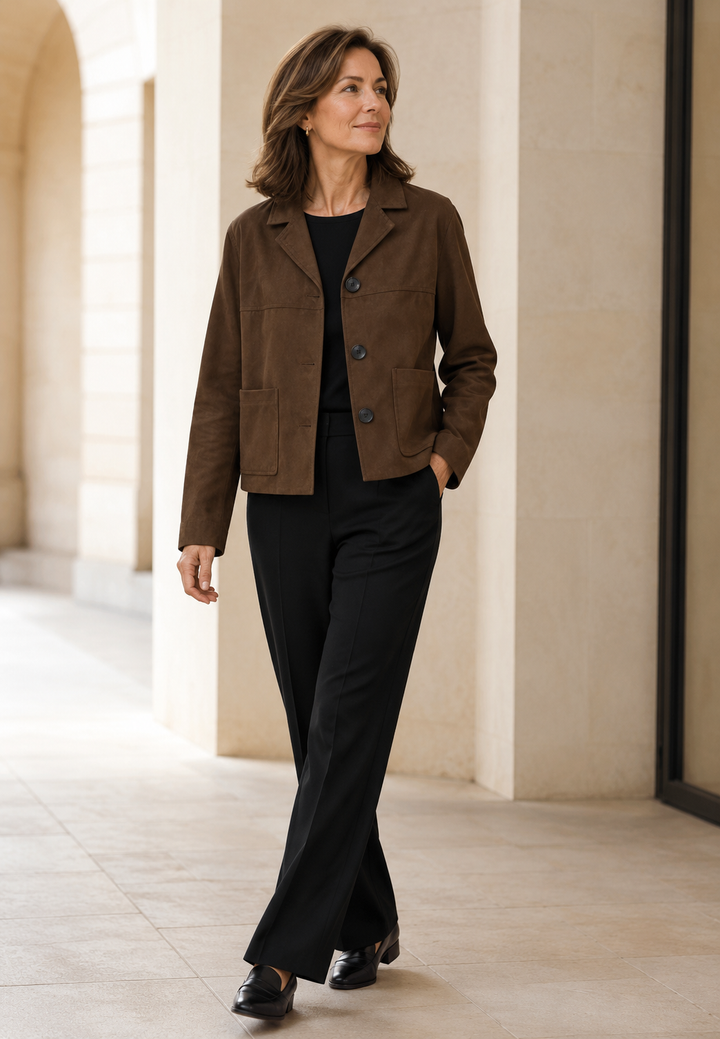 Blazer effet daim pour femme avec boutons - Sarah