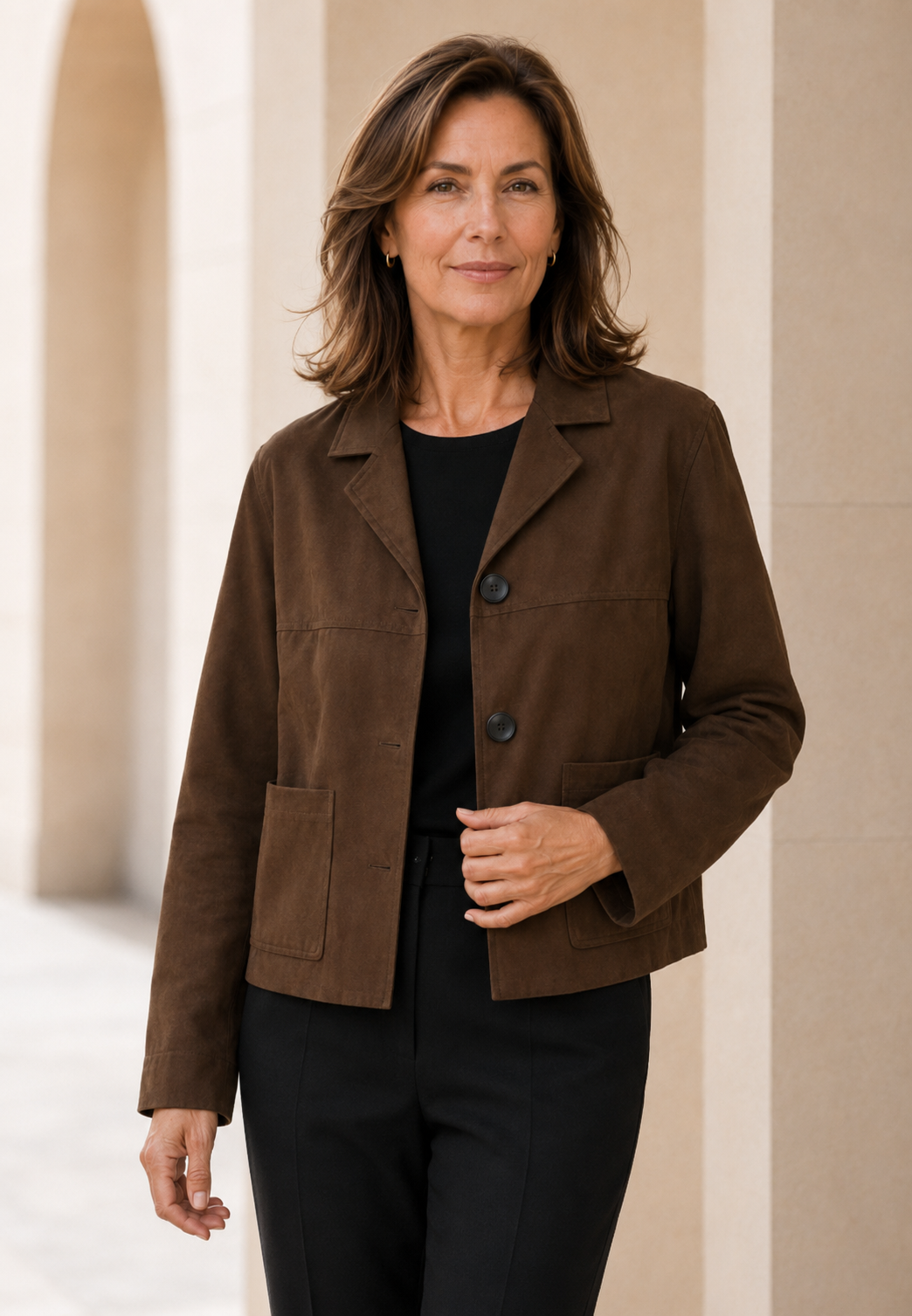 Blazer effet daim pour femme avec boutons - Sarah