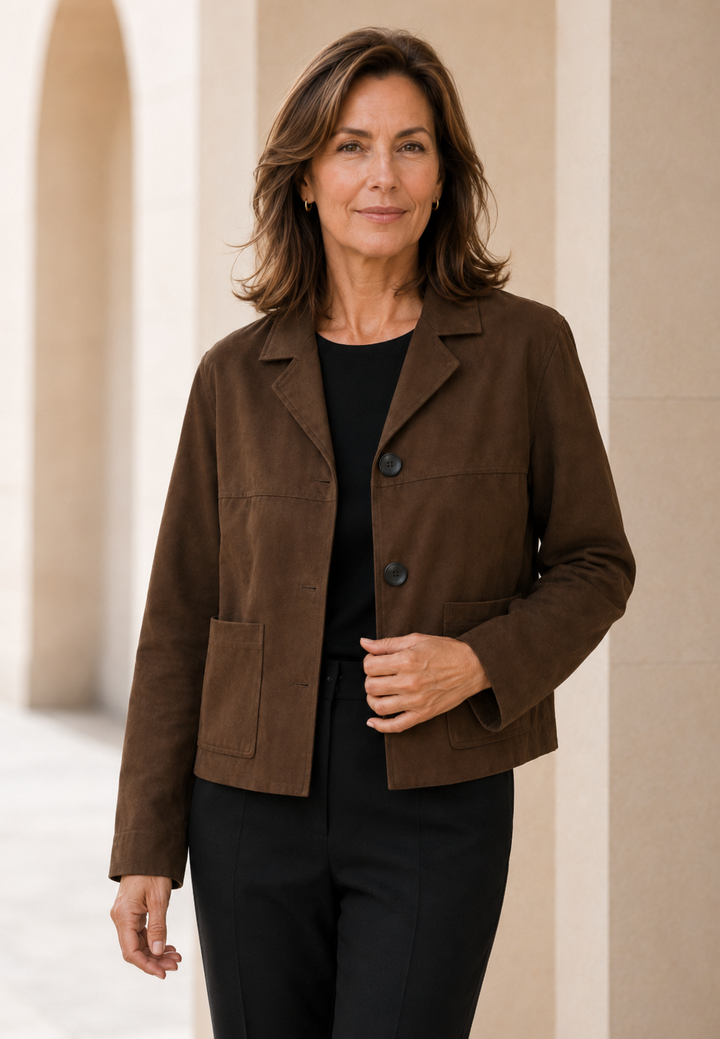Blazer effet daim pour femme avec boutons - Sarah