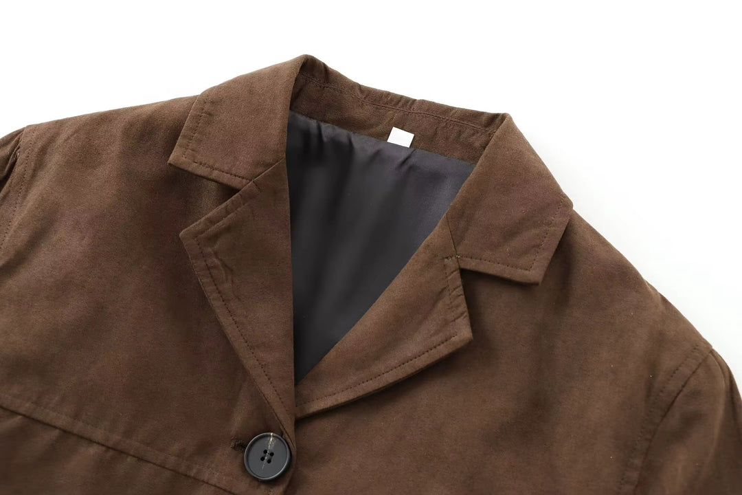 Blazer effet daim pour femme avec boutons - Sarah