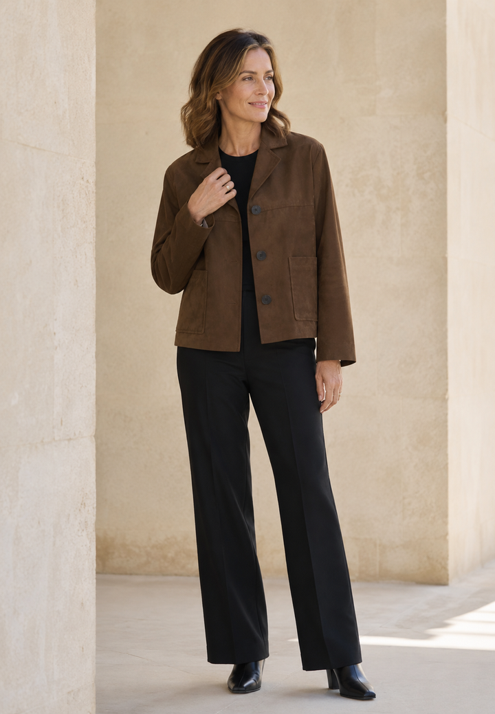 Blazer effet daim pour femme avec boutons - Sarah