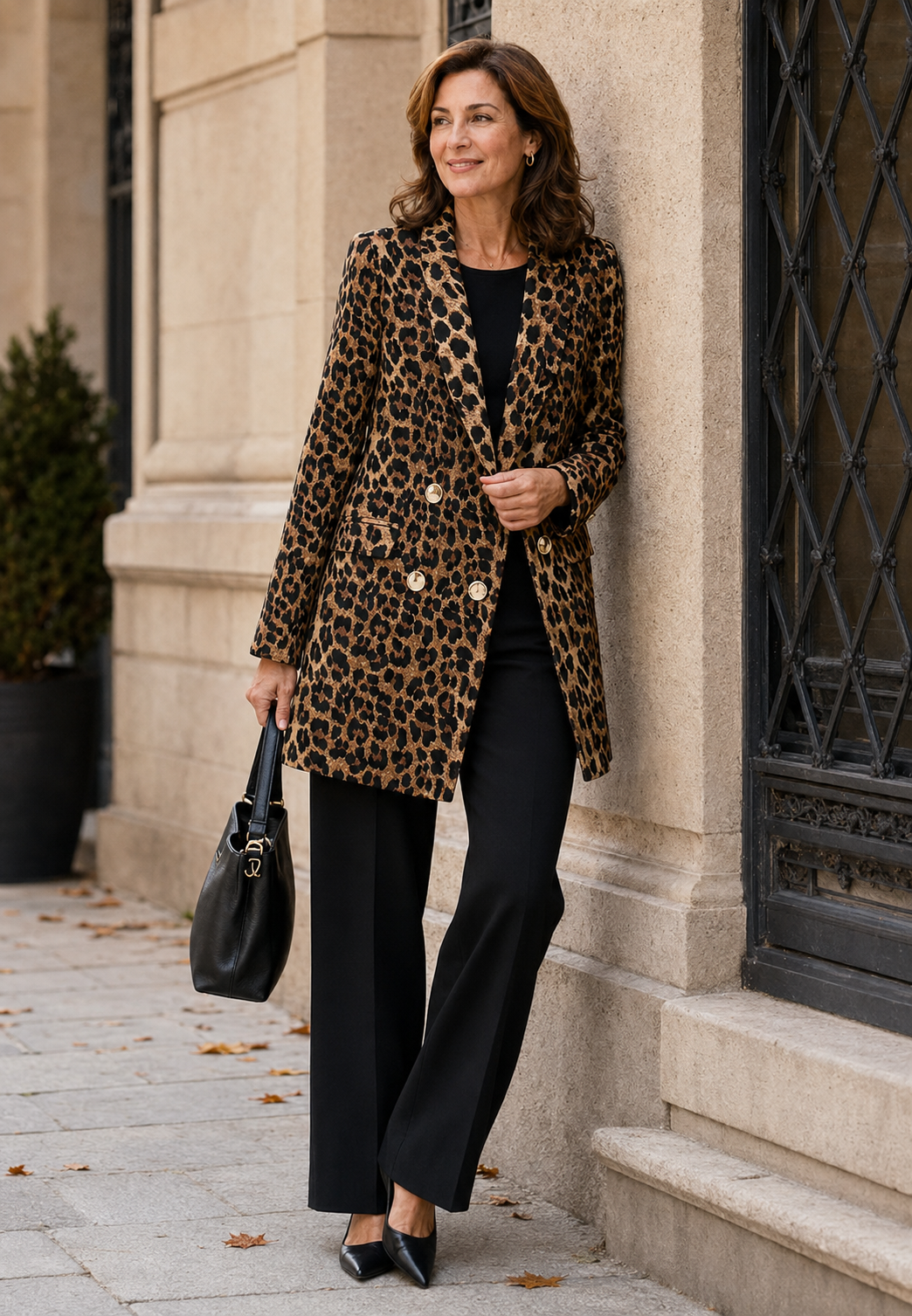Blazer long pour femme à imprimé léopard - Luise