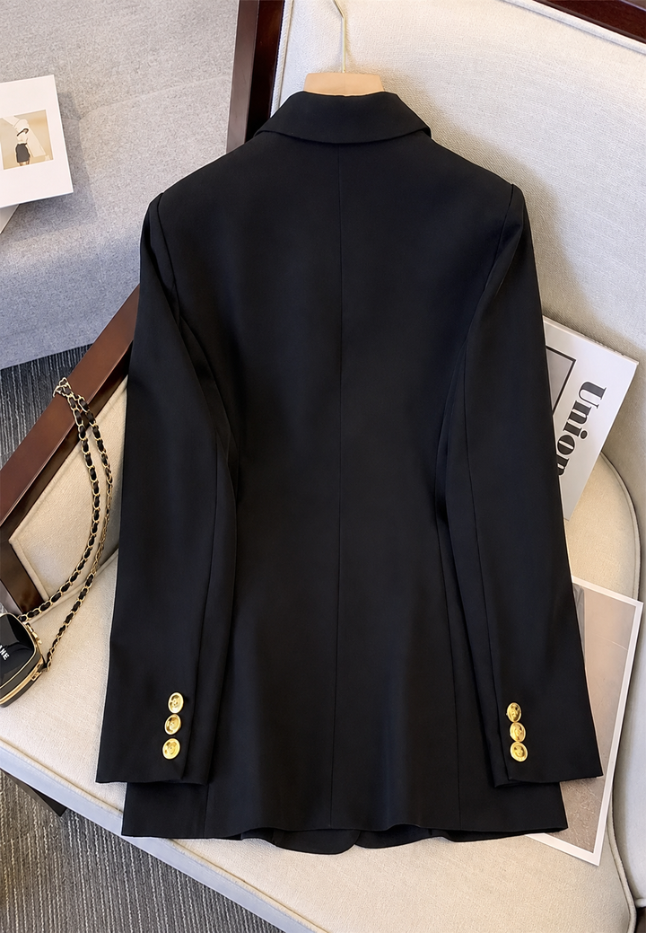 Blazer femme à double boutonnage, revers et boutons métalliques - Britta