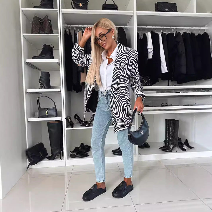 Blazer femme ajusté à imprimé léopard - Romane