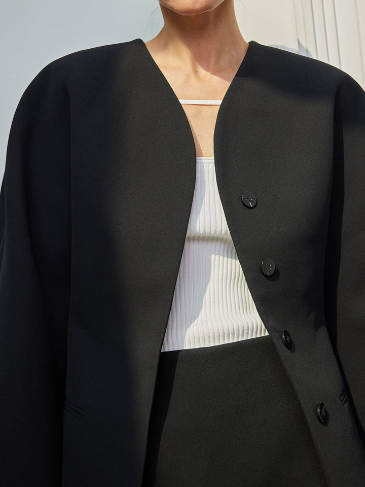 Blazer femme sans revers, coupe droite, avec boutons - Sofie