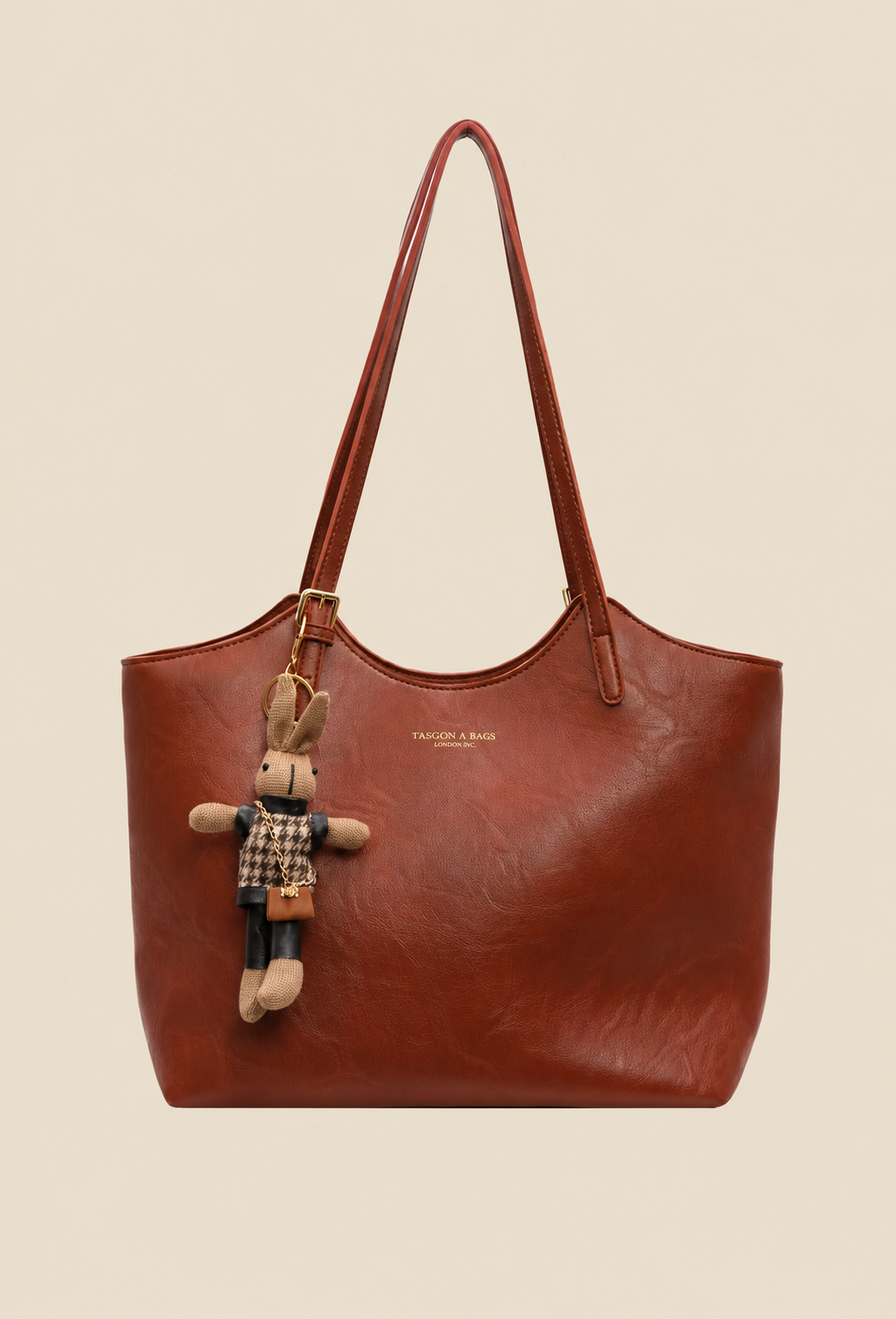 Sac cabas femme en cuir végétal avec pendentif