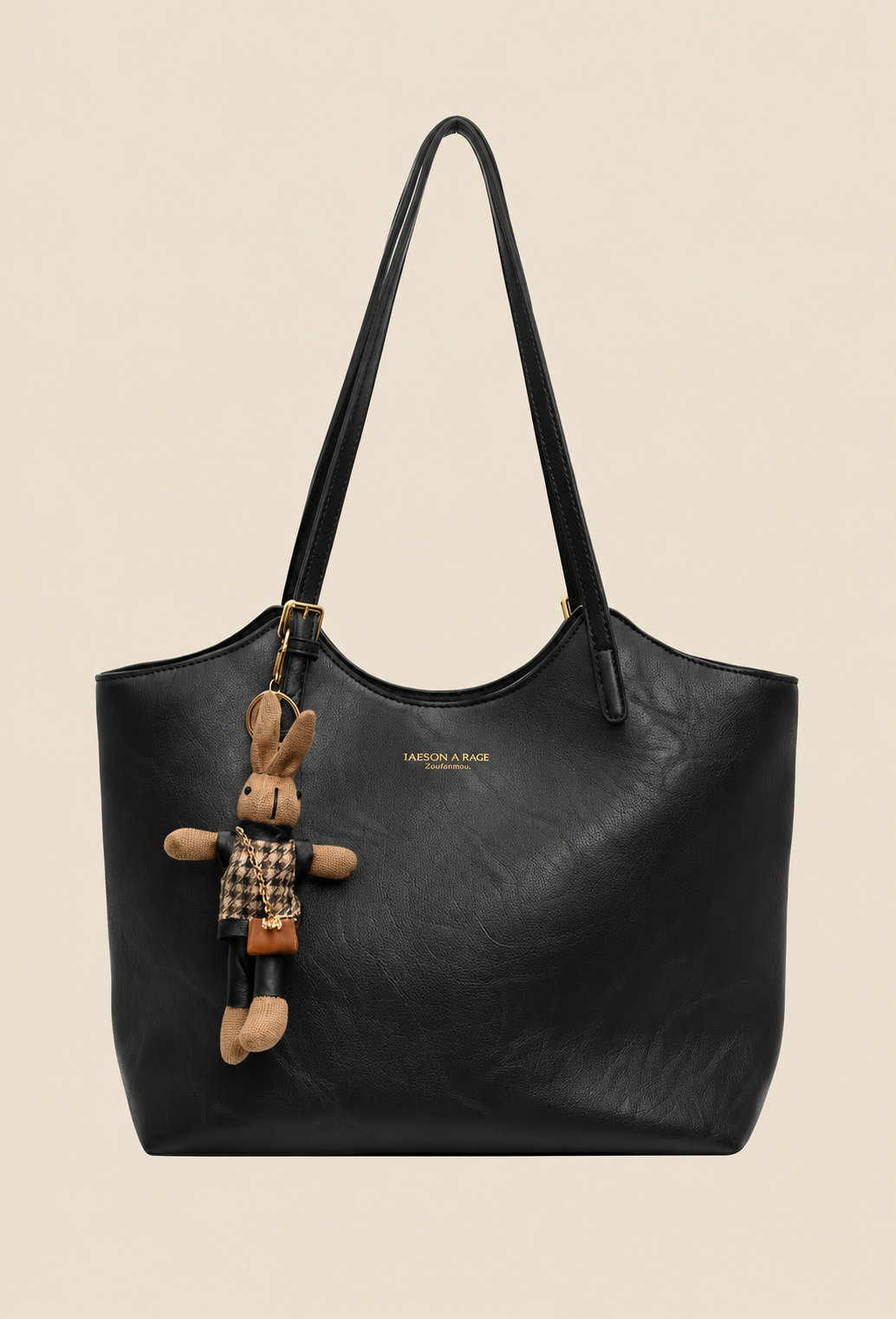 Sac cabas femme en cuir végétal avec pendentif