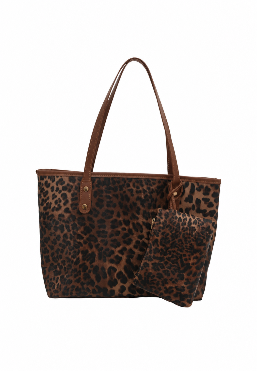 Sac cabas femme imprimé léopard à anses longues