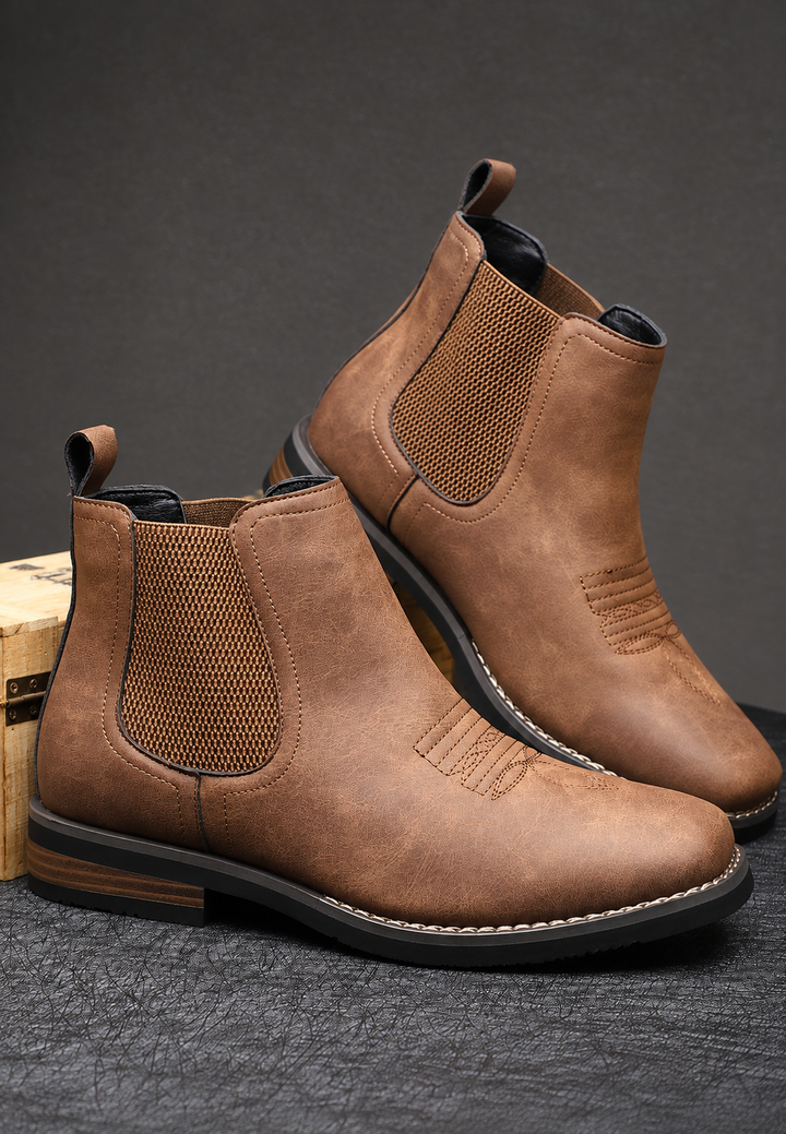 Bottines homme effet cuir à élastiques latéraux - Eirik