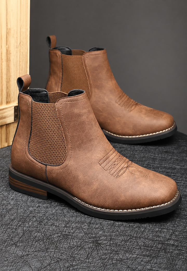 Bottines homme effet cuir à élastiques latéraux - Eirik