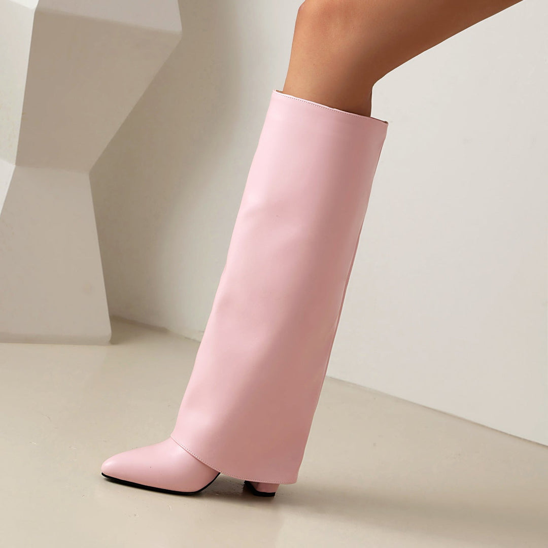 Bottes hautes pour femme à tige large et talon bloc - Yvette