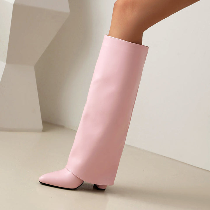 Bottes hautes pour femme à tige large et talon bloc - Yvette