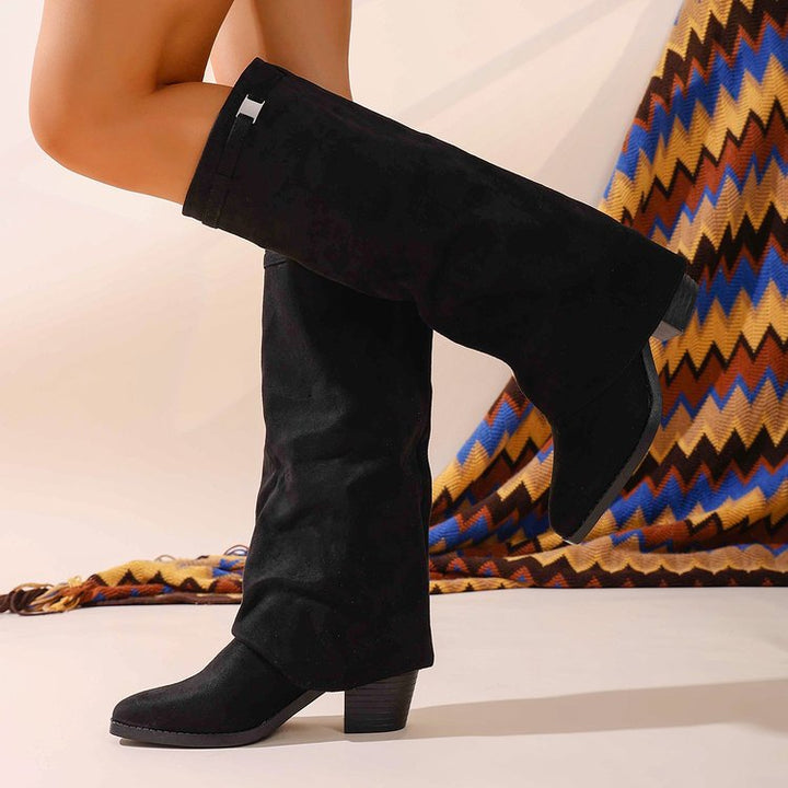 Bottes hautes pour femme, style équestre, à boucle et talon bas - Ariane