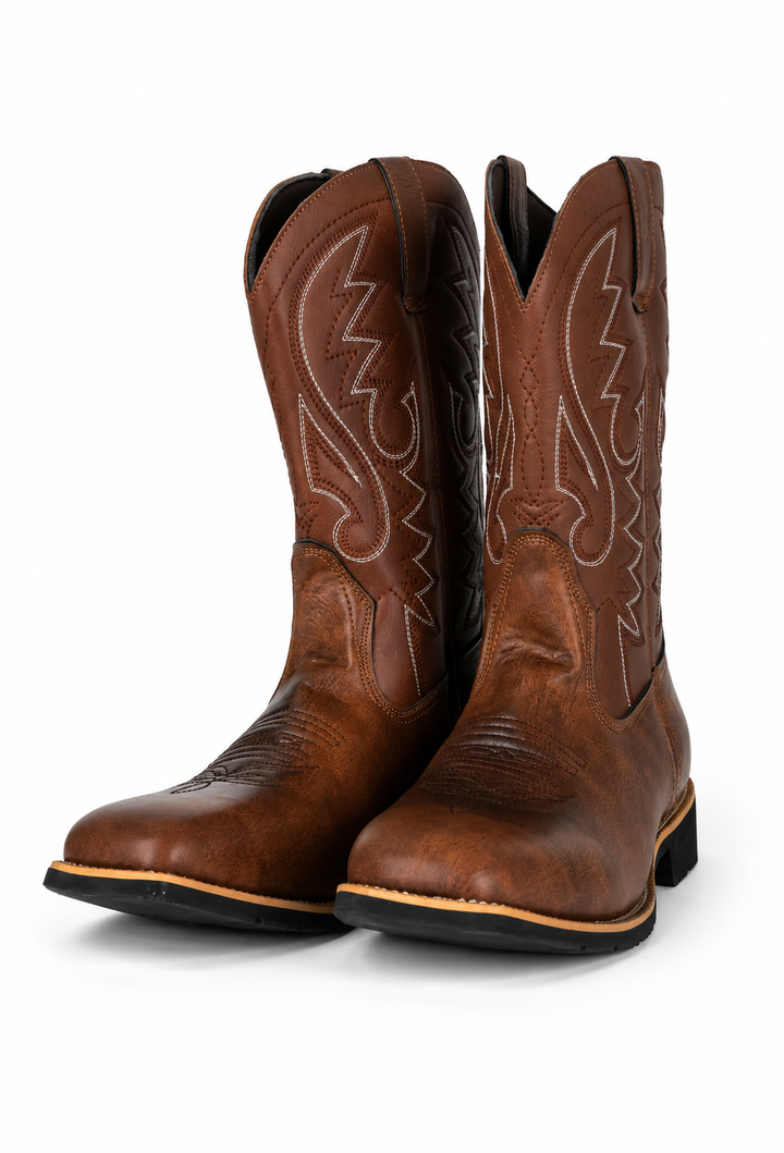 Bottes de cow-boy pour homme en cuir synthétique avec broderies - Hagen