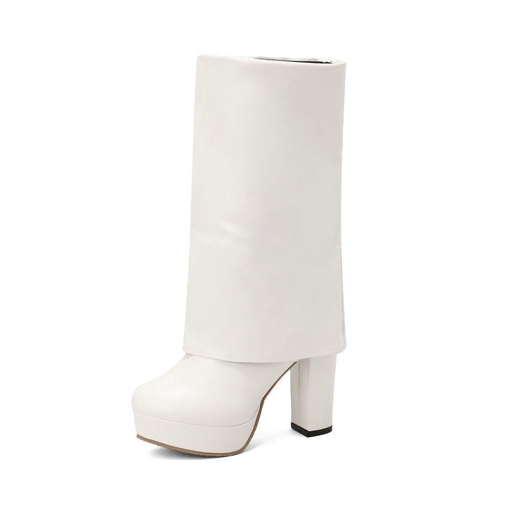 Bottes pour femme à semelle compensée et talon bloc, tige mi-haute - Sabine