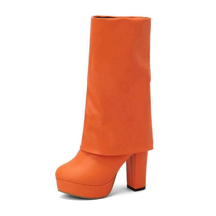 Bottes pour femme à semelle compensée et talon bloc, tige mi-haute - Sabine