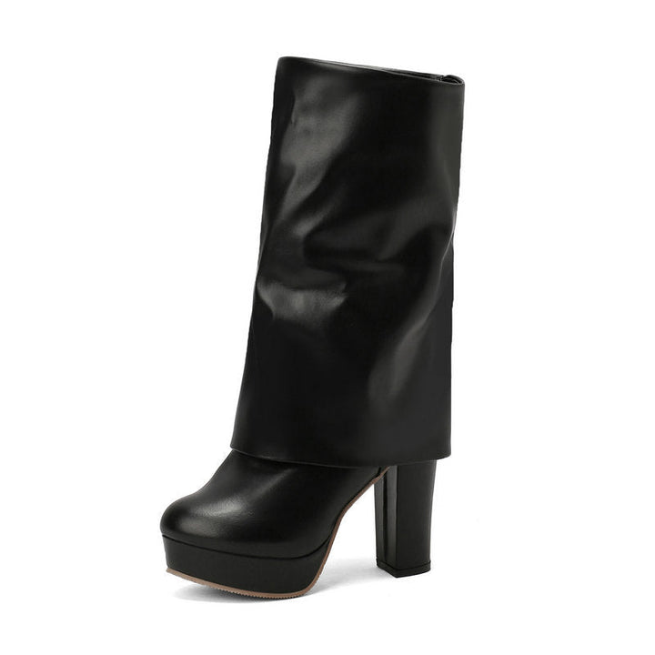 Bottes pour femme à semelle compensée et talon bloc, tige mi-haute - Sabine