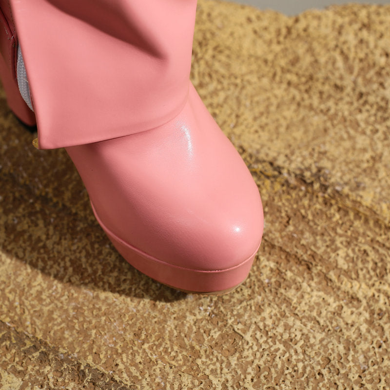 Bottes pour femme à semelle compensée et talon bloc, tige mi-haute - Sabine