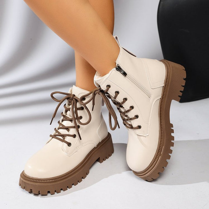Bottines à lacets pour femme, semelle « track », fermeture éclair latérale - Kaja
