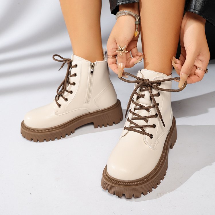 Bottines à lacets pour femme, semelle « track », fermeture éclair latérale - Kaja