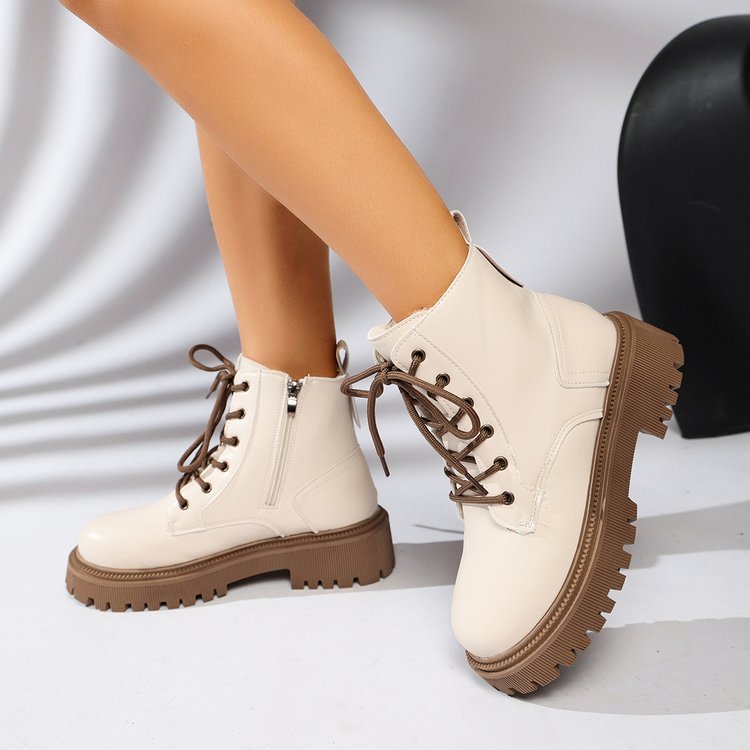 Bottines à lacets pour femme, semelle « track », fermeture éclair latérale - Kaja
