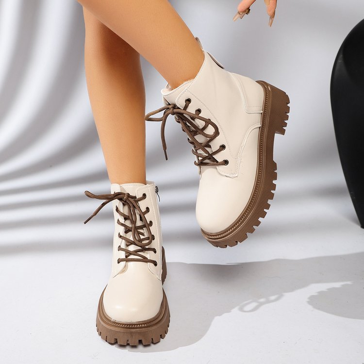 Bottines à lacets pour femme, semelle « track », fermeture éclair latérale - Kaja