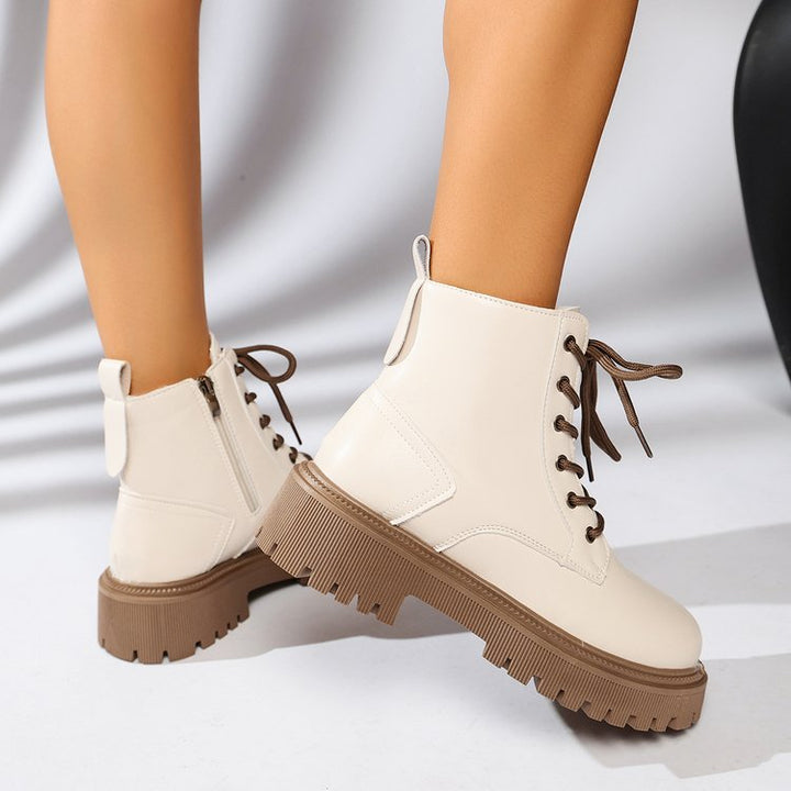 Bottines à lacets pour femme, semelle « track », fermeture éclair latérale - Kaja